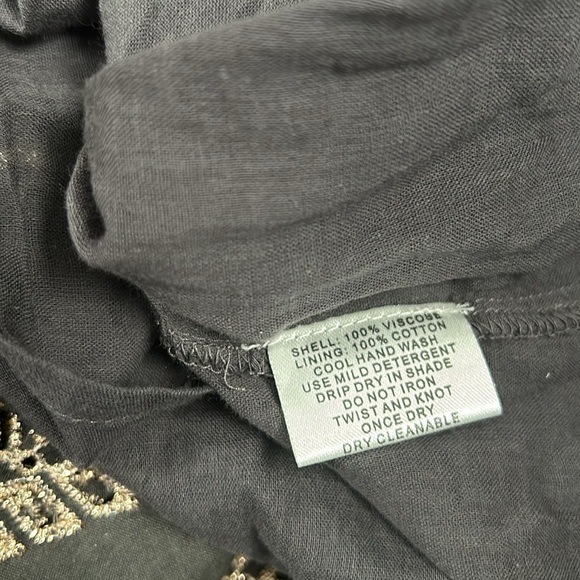 Ruby Yaya Grey Gold Eyelet Stitch Cold Sleeveless Layered Mini Dress size S - Picture 10 of 14